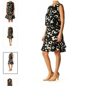 Banana Republic Black Cow Print Pattern Peplum Dress